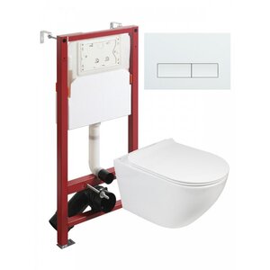 Изображение товара Инсталляция Agger ATI03100+APB288, с подвесным безободковым унитазом, сиденье микролифт, клавиша смыва белая