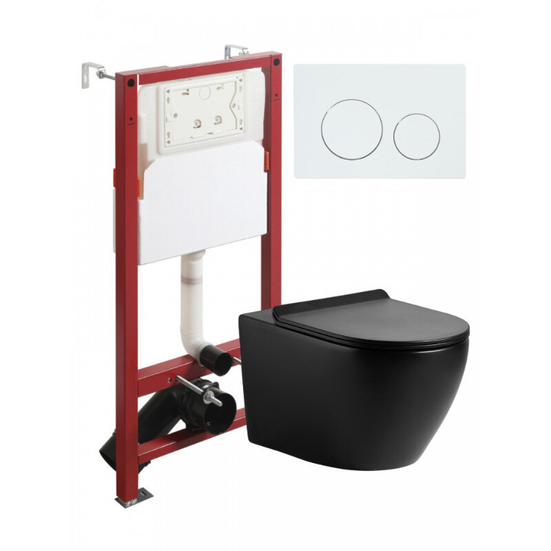 Изображение товара Инсталляция Agger ATI03144+APB188 с подвесным унитазом черным и функцией микролифт