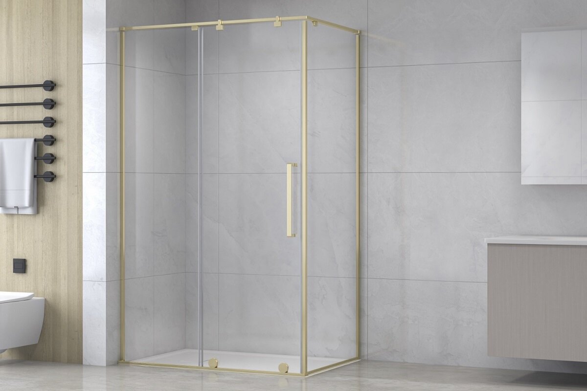Изображение товара Душевой уголок Royal Bath BERN-S RB8120-T-GD, 120 x 80 см, стекло прозрачное, профиль золотой