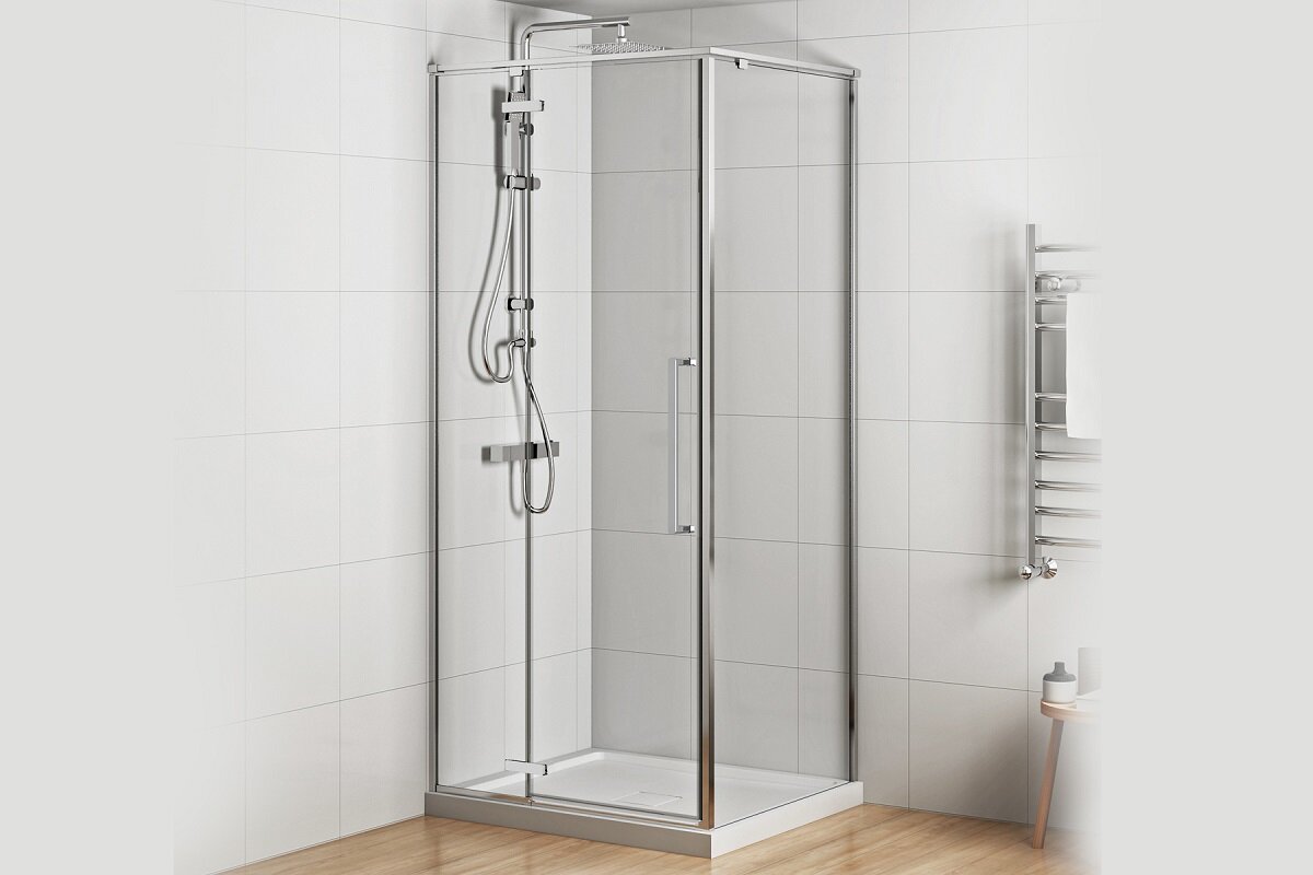 Изображение товара Душевой уголок Royal Bath BERN-V RB8100-T-CH, 100 x 80 см, стекло прозрачное, профиль хром