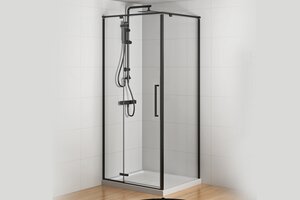 Изображение товара Душевой уголок Royal Bath BERN-V RB9080-T-BL, 90 x 80 см, стекло прозрачное, профиль черный