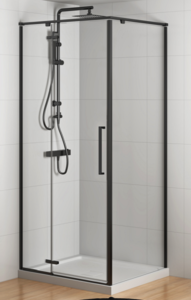 Изображение товара Душевой уголок Royal Bath BERN-V RB8100-T-BL, 100 x 80 см, стекло прозрачное, профиль черный