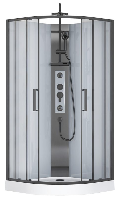 Изображение товара Душевая кабина Royal Bath BERN RB90HK-WT-BL с прозрачным стеклом и черным профилем