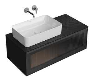 Изображение товара Тумба под раковину Kerama Marazzi Iconico IC.100.1.BLK 100 см подвесная с подсветкой черный матовый