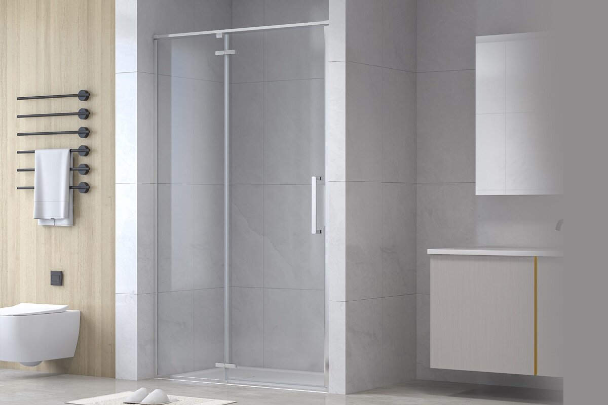 Изображение товара Душевая дверь в нишу Royal Bath Bern V 90 см стекло прозрачное хром профиль