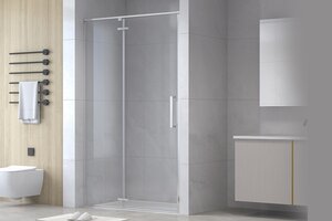 Изображение товара Душевая дверь в нишу Royal Bath Bern-V RB100-T-CH, 100 см, стекло прозрачное, профиль хром