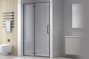 Изображение товара Душевая дверь в нишу Royal Bath Bern-V RB80-T-BL, 80 см, стекло прозрачное, профиль черный