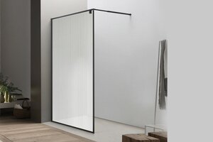 Изображение товара Душевая стенка Royal Bath Bern RB90-C-BL 90х200 см без дверей рифленое стекло черный профиль