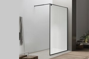 Изображение товара Душевая стенка Royal Bath Bern RB100-C-BL, 100 х 200 см, со свободным входом, стекло рифленое, профиль черный