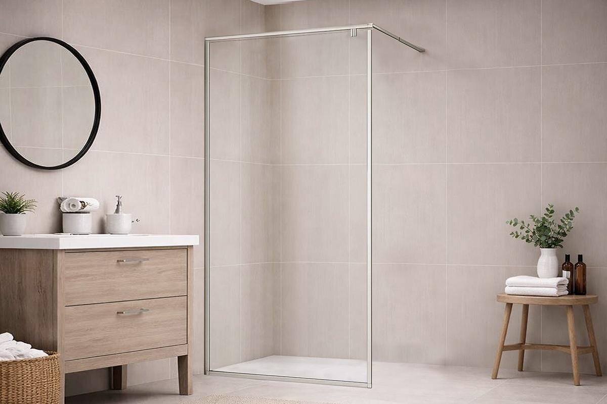 Изображение товара Душевая стенка Royal Bath Bern RB120-T-CH 120х200 см без дверей хром прозрачное стекло