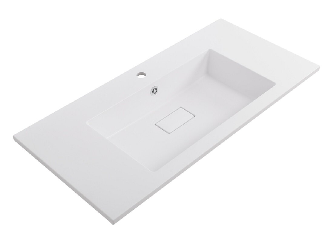 Изображение товара Раковина Cezares Slider CZR-1000/480-LV-MR-PRS, прямоугольная, искусственный камень, белая, 100 см