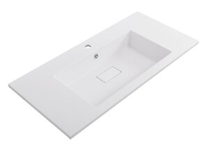 Изображение товара Раковина Cezares Slider CZR-1000/480-LV-MR-PRS, прямоугольная, искусственный камень, белая, 100 см