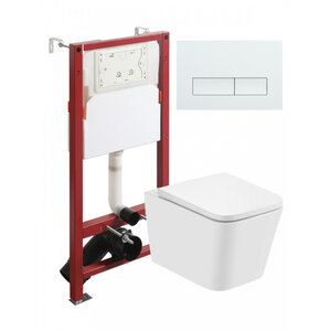 Изображение товара Инсталляция Agger ATI08100+APB288, с подвесным безободковым унитазом, сиденье микролифт, клавиша смыва белая