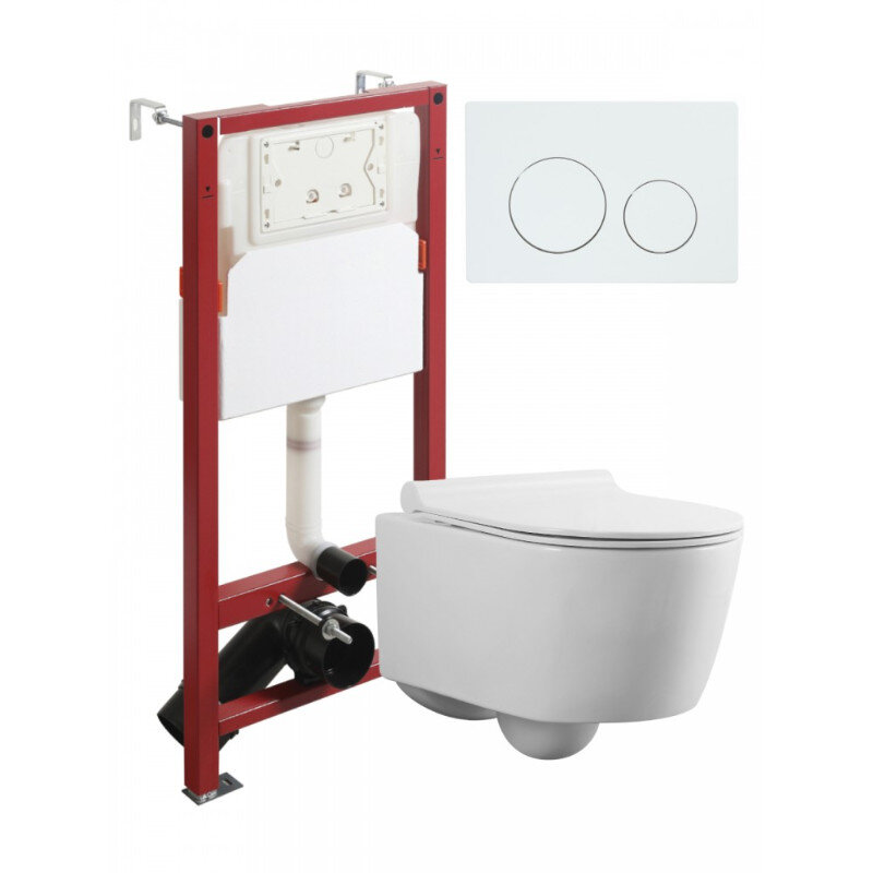 Изображение товара Подвесной безободковый унитаз Agger ATI05100 с инсталляцией и сиденьем Soft-close