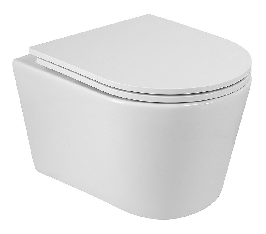 Изображение товара Подвесной унитаз Cezares Liner CZR-38083-49-TH-TOR/SC, безободковый, смыв торнадо, сиденье микролифт с цветными отражателями, белый