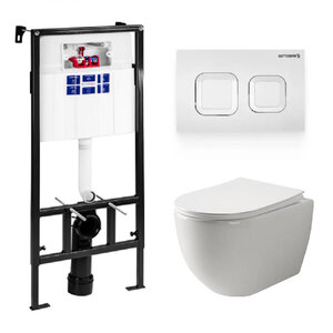 Изображение товара Инсталляция Bettoserb Sava Fix Slim с безободковым унитазом Ceramicanova Mia Rimless и сиденьем мик