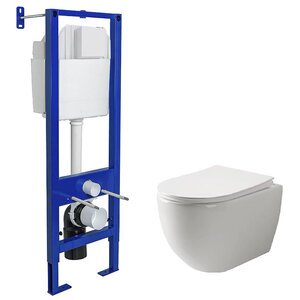 Изображение товара Инсталляция Berges Atom с безободковым унитазом Ceramicanova Mia Rimless сиденье микролифт, 040330/CN1805, сантехфарфор