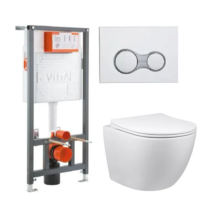 Изображение товара Инсталляция Vitra Rapid с безободковым унитазом Vincea Globo и крышкой микролифт
