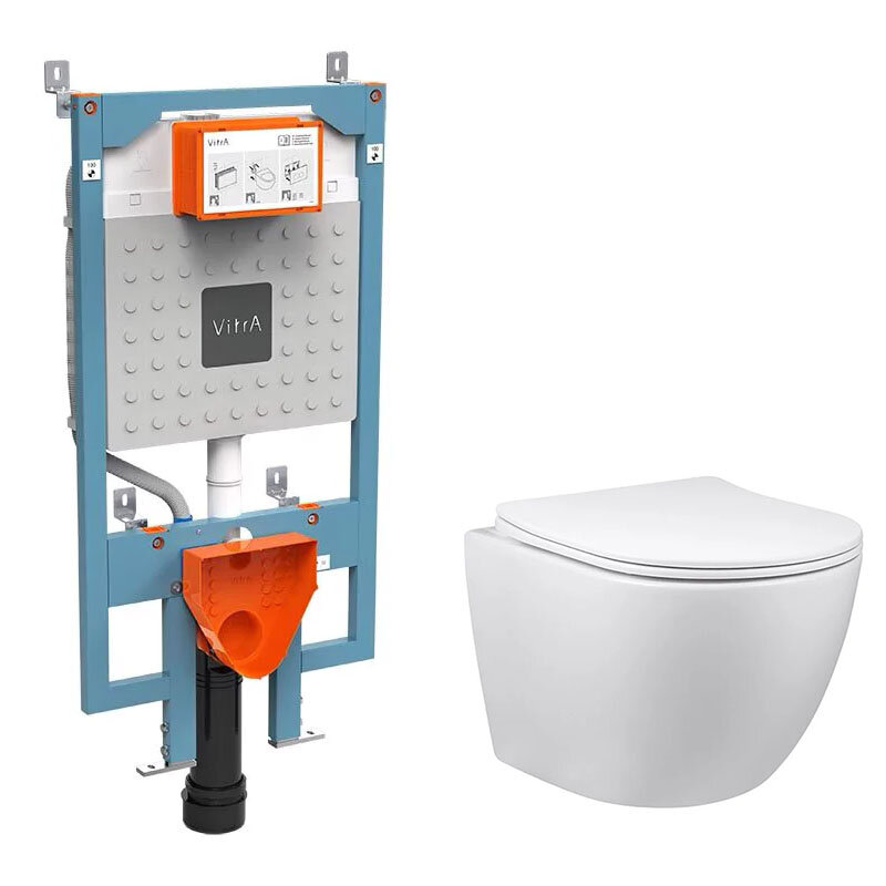 Изображение товара Инсталляция Vitra V-Fix Prime с безободковым унитазом Vincea Globo, крышка микролифт