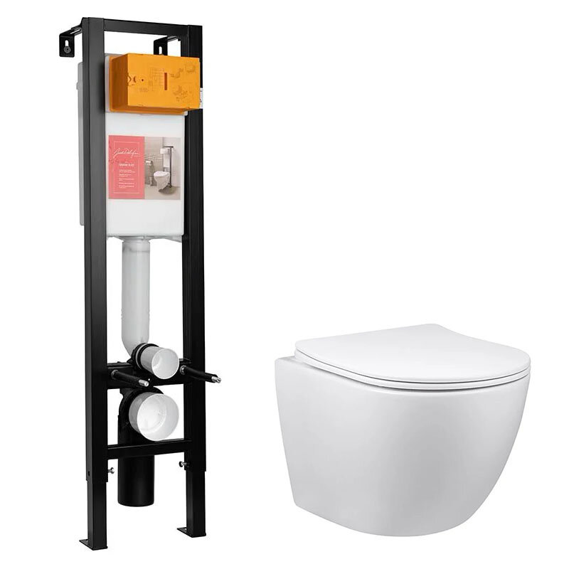 Изображение товара Инсталляция Jacob Delafon с безободковым унитазом Vincea Globo 36 см 10 лет гарантии