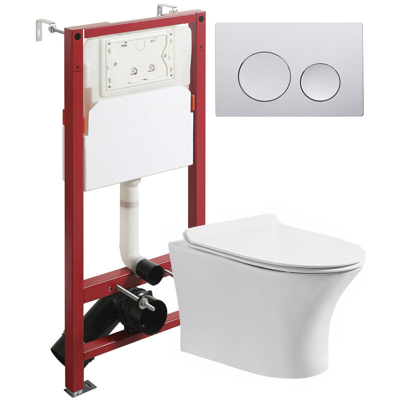 Изображение товара Инсталляция Orange CI01-100W+APB188 с подвесным безободковым унитазом и сиденьем микролифт