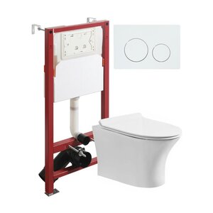 Изображение товара Инсталляция Orange CI01-100W+APB188 с подвесным безободковым унитазом и сиденьем микролифт