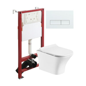 Изображение товара Инсталляция Orange CI02-100W+APB288, с подвесным безободковым унитазом, сиденье микролифт, клавиша смыва белая