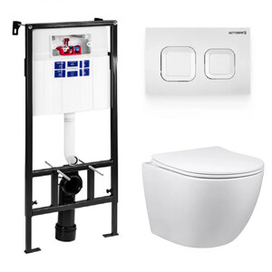 Изображение товара Инсталляция Bettoserb Sava Fix Slim с безободковым унитазом Vincea Globo, крышка микролифт, клавиша смыва, SET40006470/VT1-14S