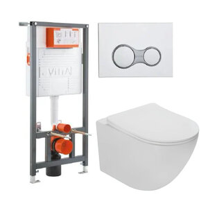 Изображение товара Инсталляция Vitra Rapid с безободковым унитазом Vincea Globo, крышка микролифт, клавиша смыва, 742-5800-01/VT1-14T/740-0480