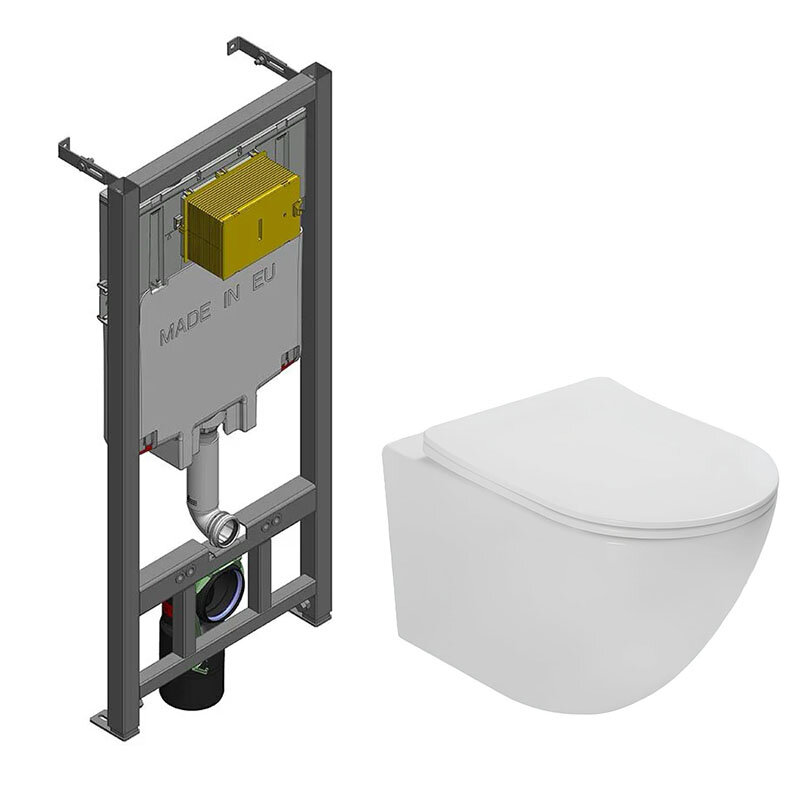 Изображение товара Инсталляция Jacob Delafon с безободковым унитазом Vincea Globo, микролифт, горизонтальный выпуск