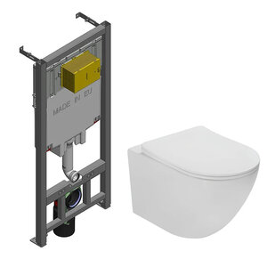 Изображение товара Инсталляция Jacob Delafon с безободковым унитазом Vincea Globo, крышка микролифт, E29025-NF/VT1-14T