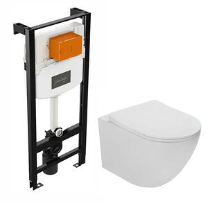 Изображение товара Инсталляция Jacob Delafon с безободковым унитазом Vincea Globo, крышка микролифт, E24156-NF/VT1-14T