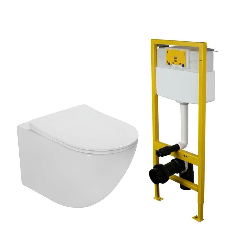 Изображение товара Инсталляция для подвесного унитаза Elsen с безободковым Vincea Globo, крышка микролифт