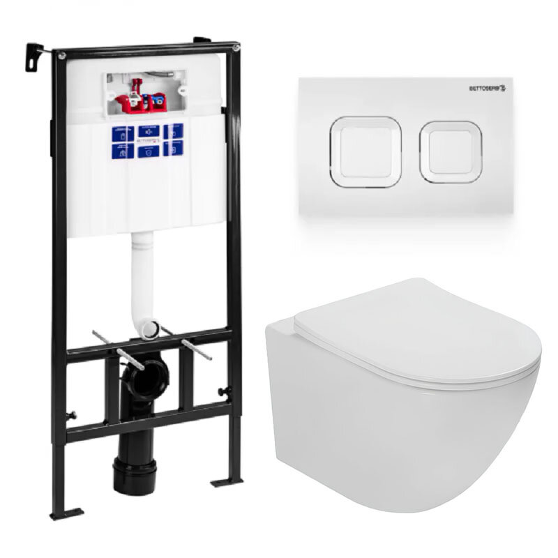 Изображение товара Инсталляция Bettoserb Sava Fix Slim с безободковым унитазом Vincea Globo, крышка микролифт