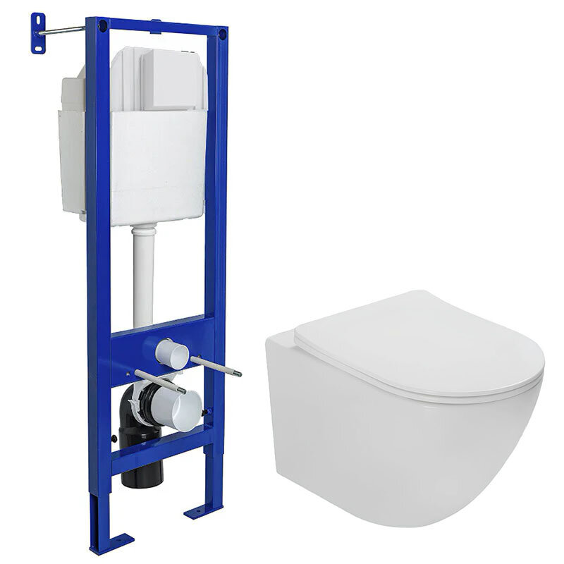 Изображение товара Инсталляция Berges Atom с безободковым унитазом Vincea Globo, крышка микролифт, современный дизайн