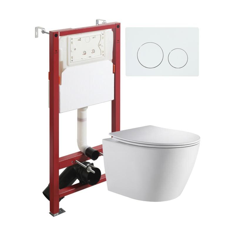 Изображение товара Инсталляция Orange CI07-150W+APB188 с подвесным безободковым унитазом и сиденьем микролифт