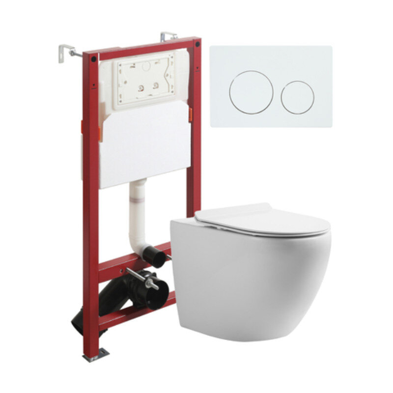 Изображение товара Подвесной безободковый унитаз Orange CI07-100W с инсталляцией и сиденьем Soft-close