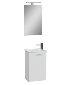 Изображение товара Комплект мебели Vitra Mia 69576, тумба 40 см, раковина, зеркало с подсветкой, цвет белый