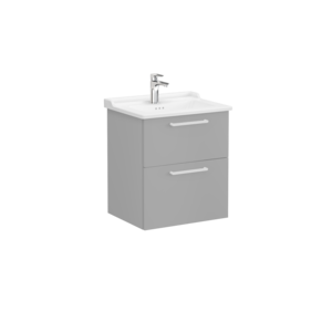 Изображение товара Тумба с раковиной Vitra Root Flat 68279, 60 см, подвесная, 2 ящика, цвет серый матовый