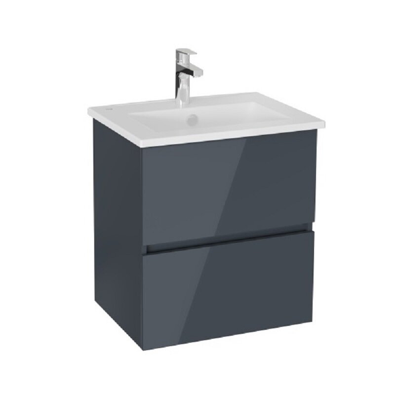 Изображение товара Тумба с раковиной Vitra Mia Plus Square 60 см антрацит глянцевая для ванной