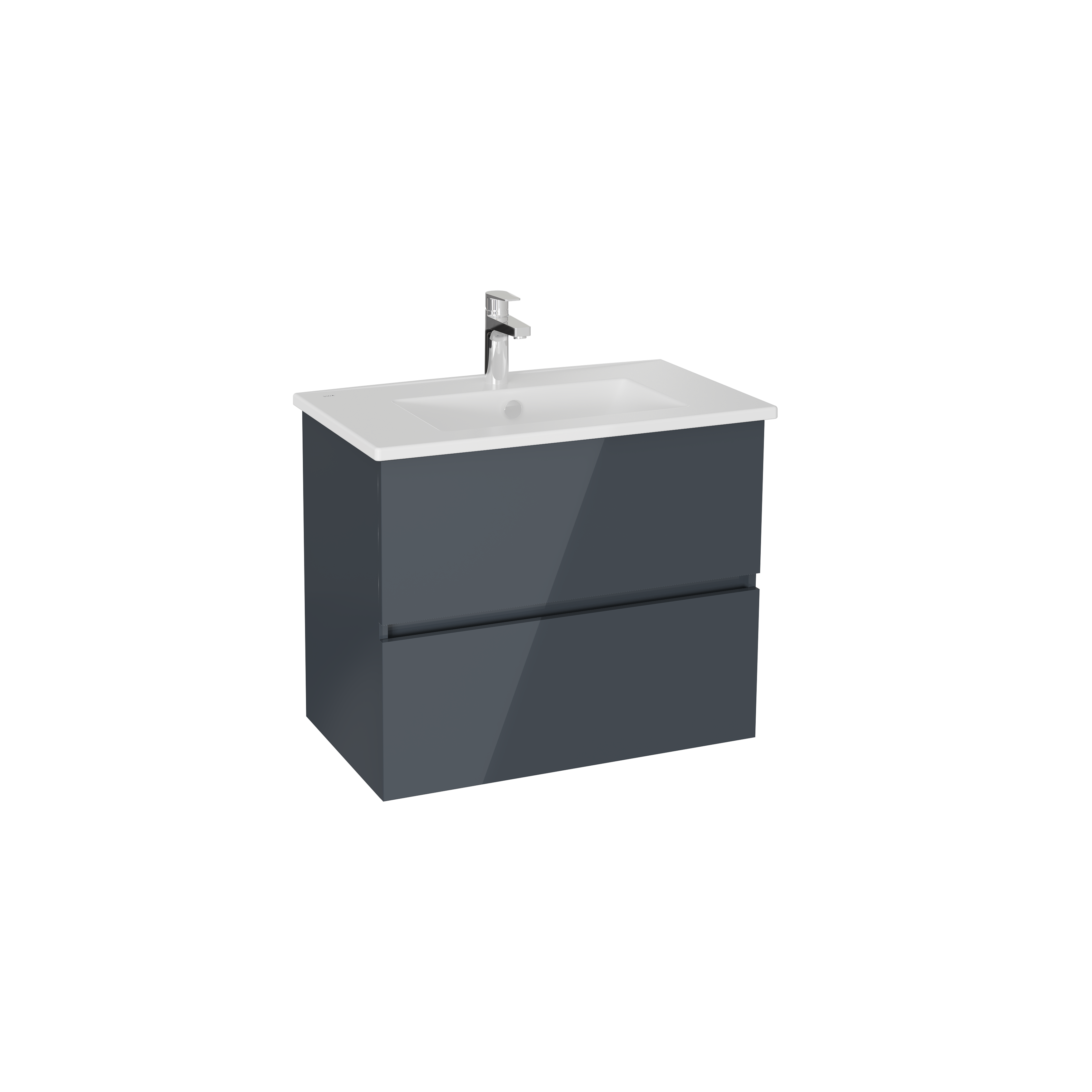 Изображение товара Подвесная тумба с раковиной Vitra Mia Plus Square 80 см антрацит глянцевый