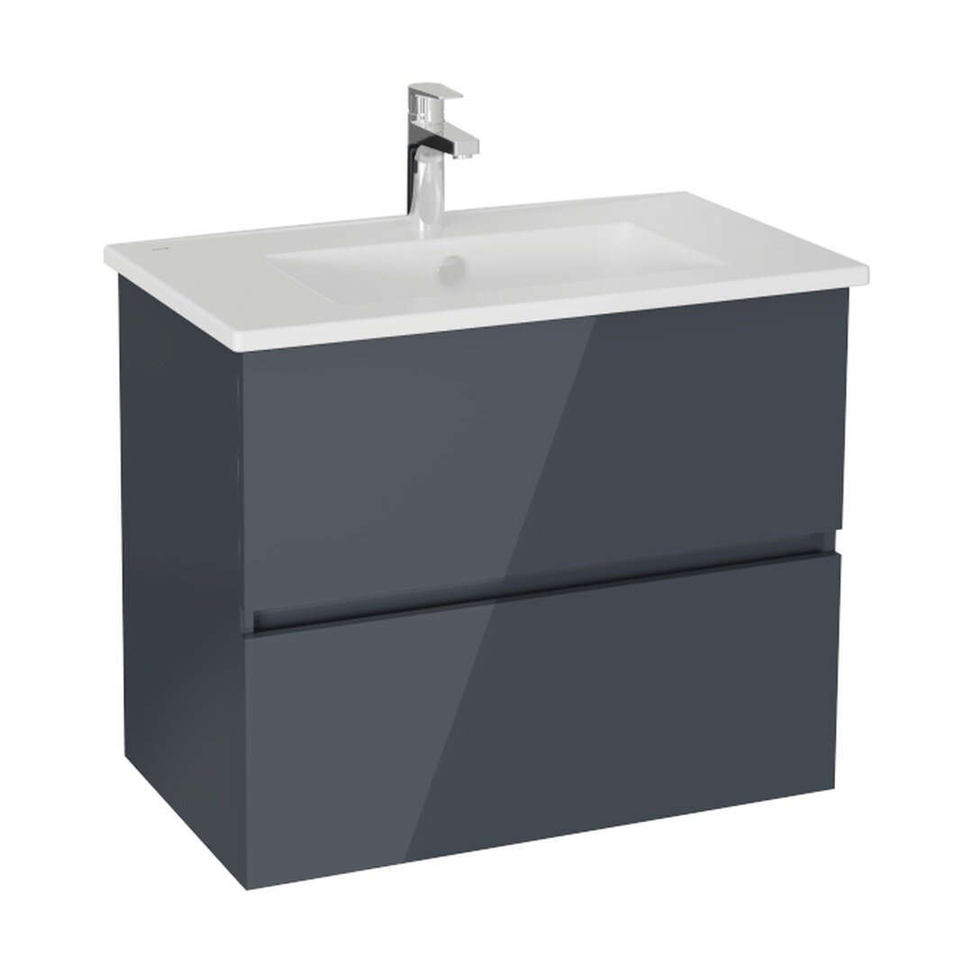 Изображение товара Тумба с раковиной VitrA Mia Plus Square 69741, 80 см, подвесная, антрацит глянцевый