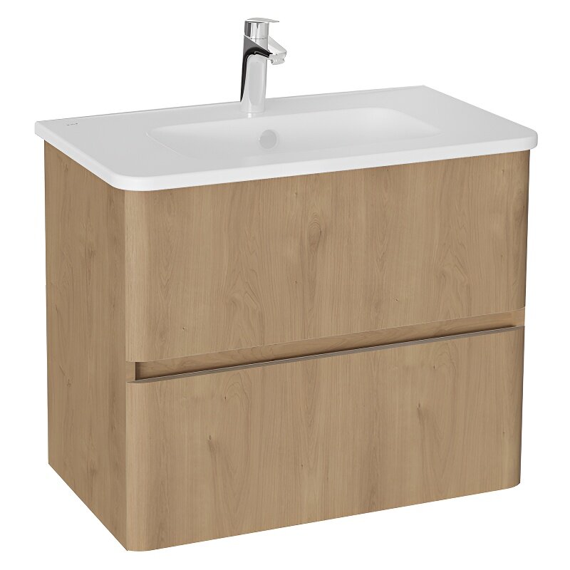 Изображение товара Тумба с раковиной Vitra Mia Plus Round 80 см подвесная золотой дуб