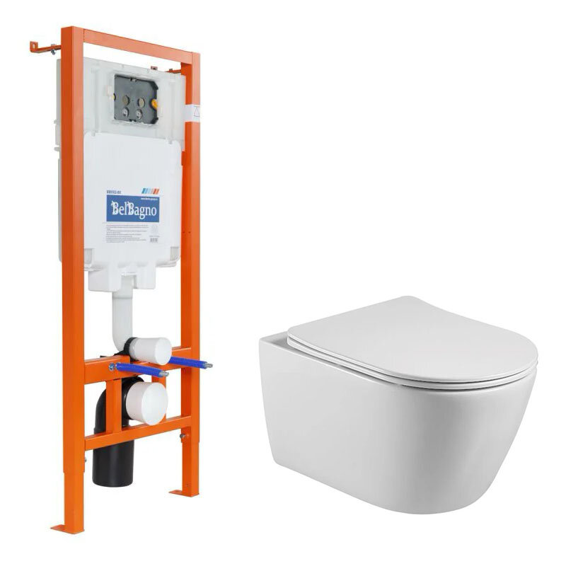 Изображение товара Инсталляция BelBagno c безободковым унитазом Aquatek Бетта, микролифт, BB002-80/AQ1253W-00