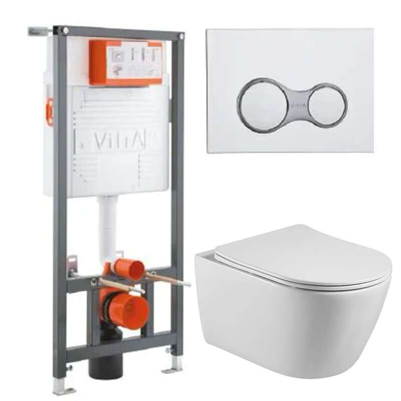 Изображение товара Инсталляция Vitra Rapid c безободковым унитазом Aquatek Бетта, подвесная, белая