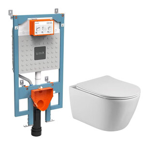Изображение товара Инсталляция Vitra V-Fix Prime с безободковым унитазом Aquatek Бетта, крышка микролифт, 768-5800-01