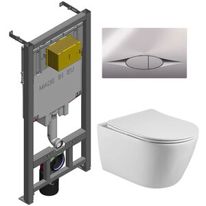 Изображение товара Инсталляция Jacob Delafon c безободковым унитазом Aquatek Бетта, крышка микролифт, клавиша смыва, E21822-CP/AQ1253W-00