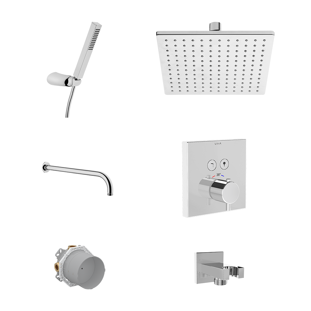 Изображение товара Комплект смесителей с термостатом Vitra Root Square A49309EXP хром от VitrA