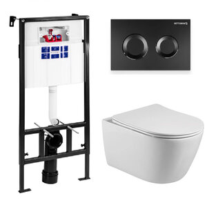 Изображение товара Инсталляция Bettoserb Sava Fix Slim с безободковым унитазом Aquatek Бетта комплект