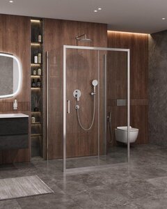 Изображение товара Душевой уголок Cezares MOLVENO-AH-12-150/90-C-Cr-IV, 150 x 90 см, стекло прозрачное, профиль хром